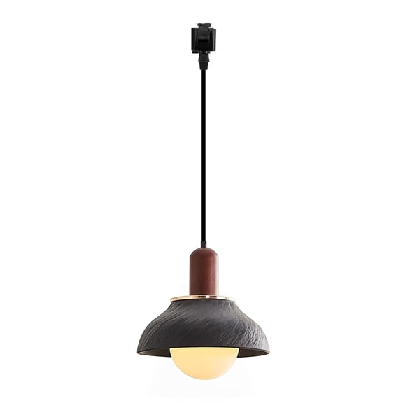 Kiven J-Type Track Lighting Pendants,Farmhouse J Track Pendant Lights with Black Ceramic Shade,Decorative Track Lighting Fixture for Restaurant Shop Kitchen Hallway(1-Light)