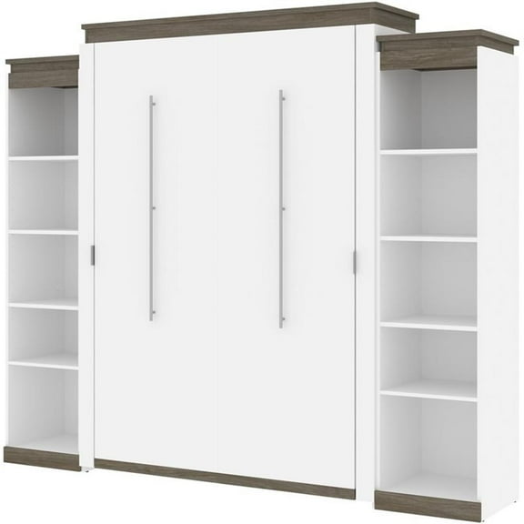 Atlin Designs 104" Queen Murphy Bed with 2 Bookcases in White