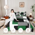 thumbnail image 3 of Manfei Buffalo Plaid Twin Comforter Sets, Geometric Theme Bedding Set, Green Black Gray White, Black Reversible 2-Piece, 1 Comforter and 1 Pillowcase, 3 of 6