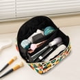 thumbnail image 2 of FORMRS Makeup Bag Travel Cosmetic Organizer for Women Fold Flat Zipper Pouch with Handle, Beige Geometric, 2 of 8