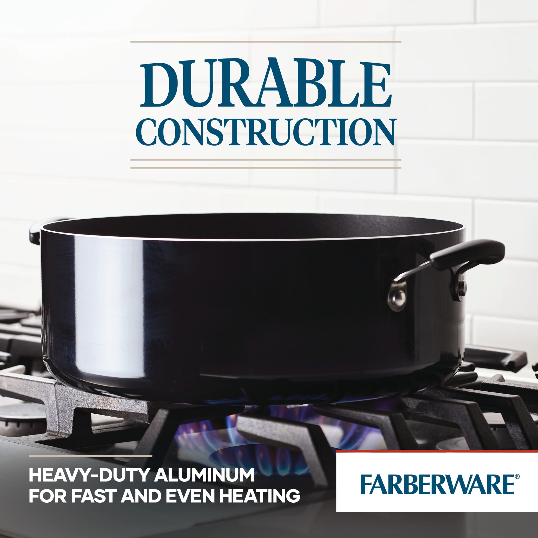 Farberware Easy Clean 8 Quart Nonstick Stockpot / Dutch Oven, Dishwasher Safe, Black