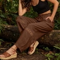 thumbnail image 5 of Favoffer Women's Linen Splice Long Pants Lace Detail Drawstring Elastic Waist Pocket Casual Jogger Trousers Summer Breathable, 5 of 9