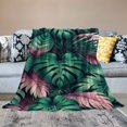 thumbnail image 2 of JRXY Tropical Leaves Summer Palm Leaf Hawaii California Tree Jungle Tropical Tree Plant Decorative Flannel Fleece Blanket White, 2 of 6