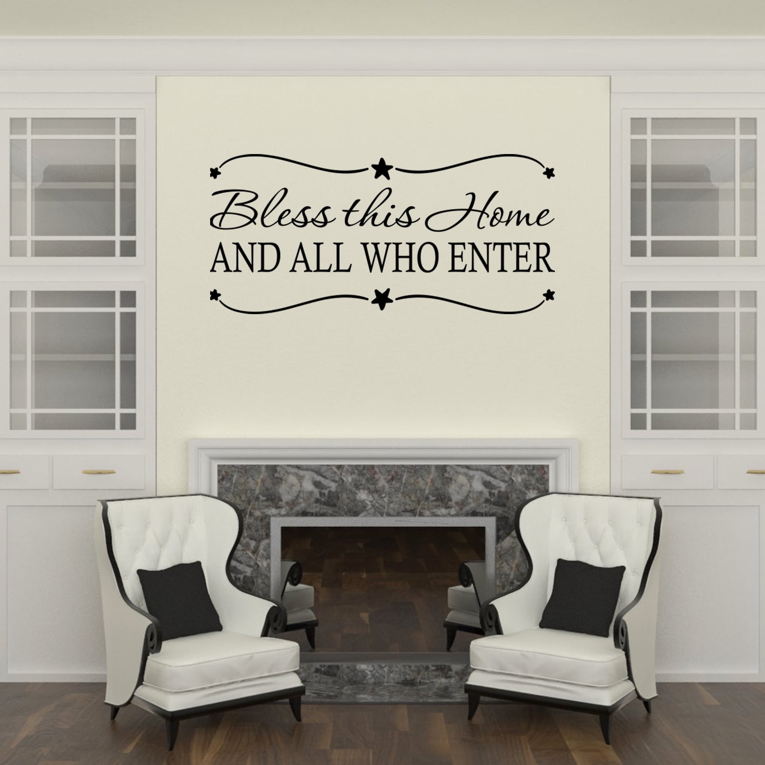 Bless This Home with Love and Laughter Wall Decals Stickers Vinyl Wall Quotes Peel and Stick Home Saying Living Room House Entryway Decor Gift