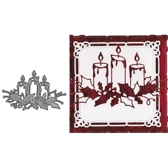 Troqueles de corte metálicos Annchaos de 3 piezas, velas de oración, 28 x 17 cm