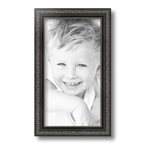ArtToFrames 7" x 13" Antique Black Picture Frame, 7x13 inch Black Wood Poster Frame (WOM-5106)