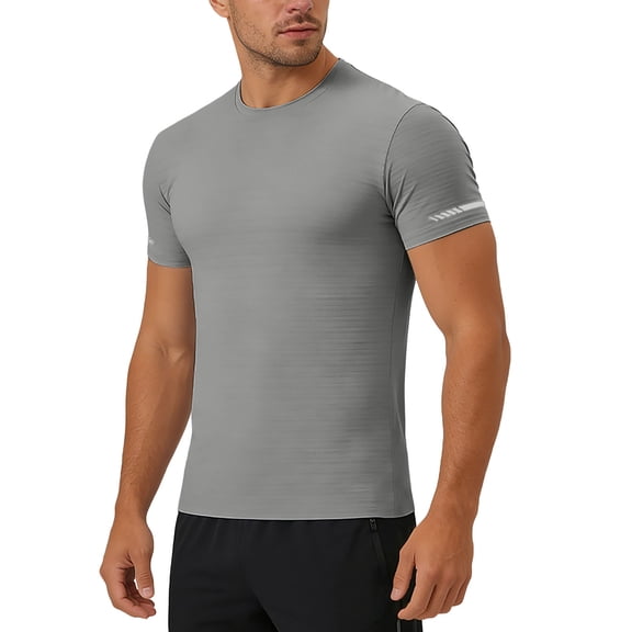 KHONTS Men's Athletic Workout Tees Lightweight Crewneck T-Shirts Running Gym Casual Work Shirts Grey XL