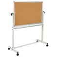 thumbnail image 4 of Flash Furniture HERCULES Series 45.25"W x 54.75"H Reversible Mobile Cork Bulletin Board and White Board with Pen Tray, 4 of 17