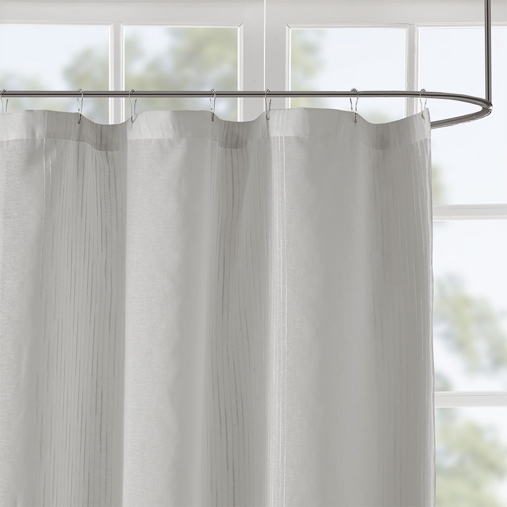 MAYEERTY Grey Sheer Bathroom Shower Curtains with 12 pcs Hooks,72" x 72"