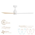 thumbnail image 5 of Slim 52in 3-Blade Smart Ceiling Fan 2700K-6000K CCT Tunable Range LED Light Kit with Remote Control and White Hardware with Reversible White or Natural Wood Blades Works With iOS or Android App, 5 of 10