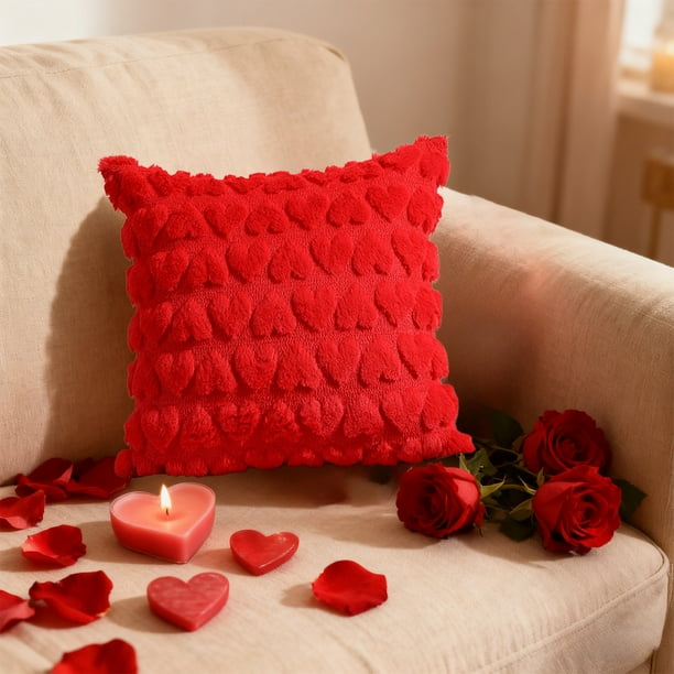 Funda de cojín acolchada con forma de corazón | Funda de cojín para sofá o dormitorio de 40 x 40 cm | Poliéster lavable | Incluye 1 funda de almohada decorativa