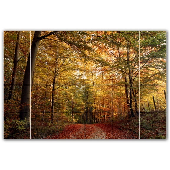 Picture-Tiles.com: Trees Ceramic Tile Wall Mural WAL501017-64S. 25.5"W x 17"H using (24) 4.25" x 4.25" Ceramic Tiles-Satin Finish