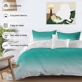 thumbnail image 4 of Teal Ombre Bedding 3 Piece Duvet Cover Set Full Size, Turquoise White Gradient Modern Abstract Art Soft Microfiber Comforter Cover with Zipper Closure & Pillowcases, FadeResistant Quilt Cover, 4 of 9