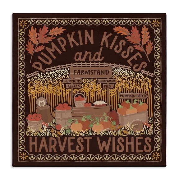 Stupell Industries Rustic Lodge Autumn Harvest Wishes Canvas Art, 17 x 17, by Laura Marshall
