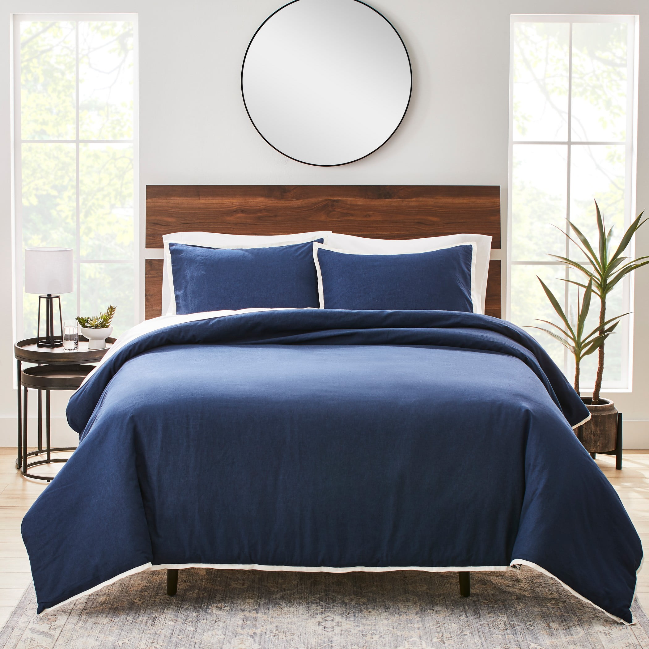 Better Homes & Gardens 3-Piece Navy Linen Duvet Cover Set, Full/Queen