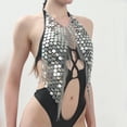 thumbnail image 4 of Mujer Sexy Halter espalda descubierta camiseta sin mangas sujetador cuerpo cadena collar borlas fiesta, 4 of 5