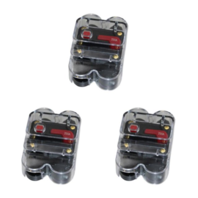 Guardoinrt Car Auto Audio Radio In Line Fuse Breaker Circuit For DC 12V Black 250A 3Set