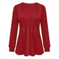 thumbnail image 4 of Scyoekwg Womens Tunic Tops Fall Long Sleeve Pullover Tops Trendy Dressy Casual Comfy Clothes for Women Loose Solid Color Crewneck Pleated Tunic Tops Blouses(Red,L), 4 of 5