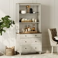 thumbnail image 7 of WAMPAT Farmhouse 72" Tall Bookcase, Large Display Book Case Shelf with 3-Tier Open Book Shelves and 3 Drawers, 3 Tier Bookshelf for Living Room, Library, Study Room, Bedroom, Office, Rustic White, 7 of 7