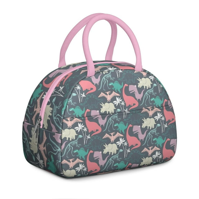 Sac à Lunch Dinosaure Abstrait Moderne pour Femmes, Mignon Bébé Dino avec Étoiles Colorées et Design Forestier, Sac Isolé Réutilisable pour Travail Ou Pique-Nique