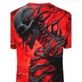 thumbnail image 5 of Men's 3D Skull Print Pattern T-Shirt - Creative Red and Black Design with Detail, Casual Polyester Crew Neck Short Sleeve T-Shirt, Pullover Style, 5 of 7