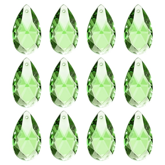 Uxcell K9 Crystal Pendants Teardrop Beads, 12 Pack 28mm Chandelier Prisms Parts Hanging Beads DIY Lamp for Arts Crafts Decoration, Light Green