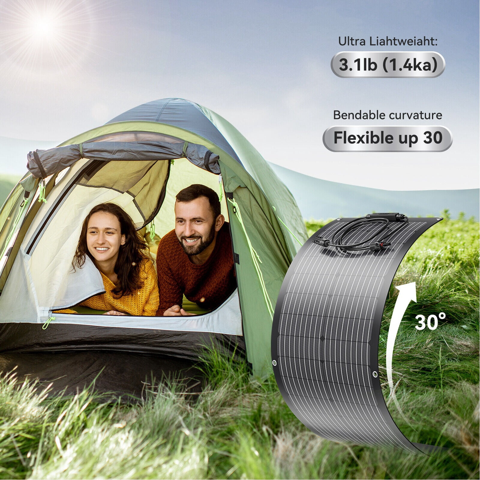 RVPOZWER 100 Watt Solar Panel, Flexible, Monocrystalline, Waterproof, Portable Solar Panel Charger for Camping, RV, Motorhomes, Home Backup, Generator, Power Station, PV Charging