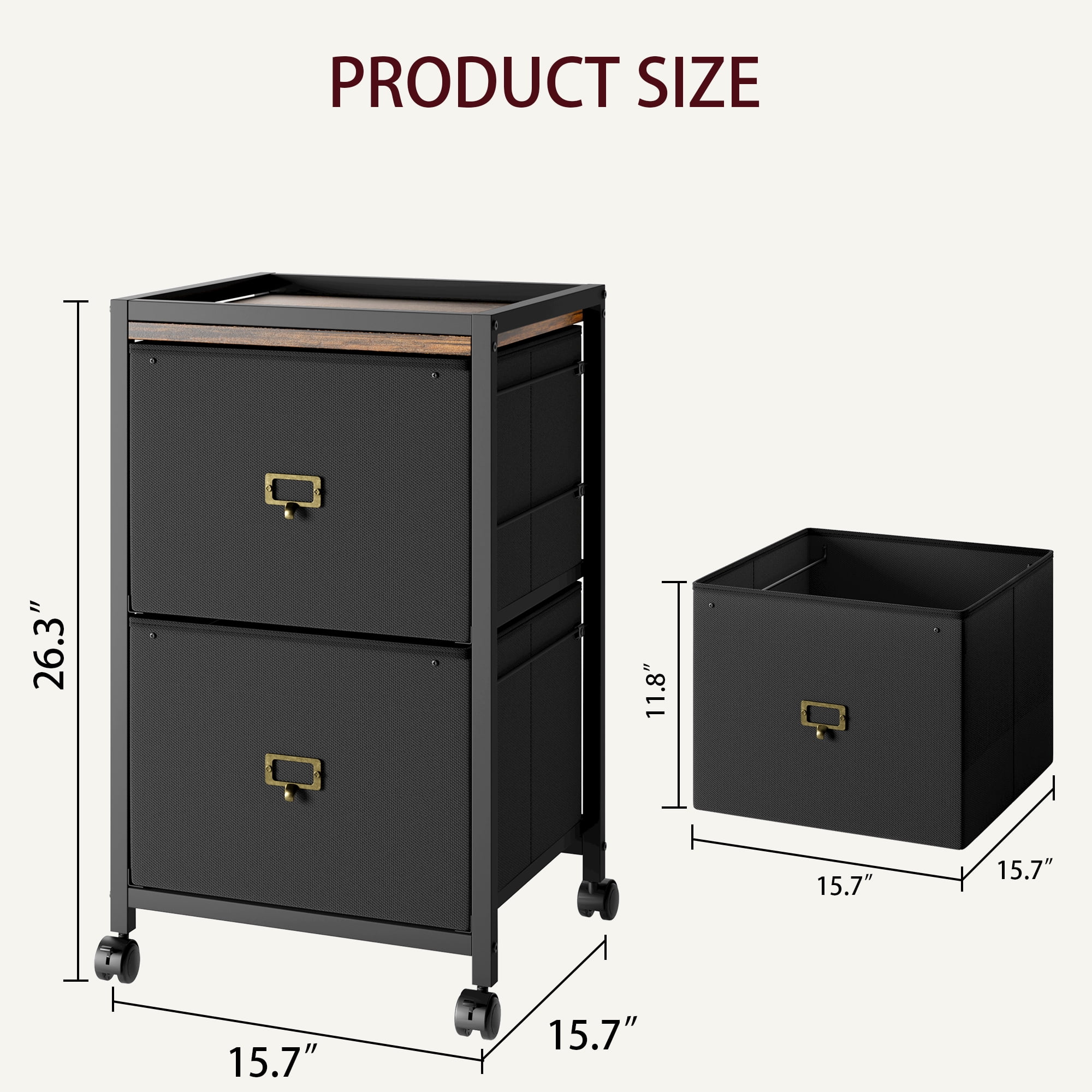 Mobile File Cabinet,Rolling Printer Stand with Drawers,Fabric Vertical Filing Cabinet fits A4 or Letter Size for Home Office Small Under Desk Storage Cabinet