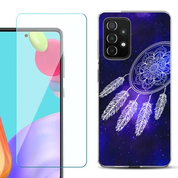 Slim-Fit Flexible Gel TPU Phone Case compatible with Samsung Galaxy A52 5G, with Tempered Glass Screen Protector, by OneToughShield ® - Dream Catcher