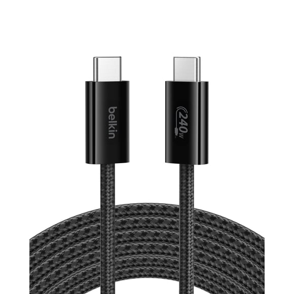 Cable USB C a USB C Belkin de 9,9 pies y 240 W para iPhone 16, color negro