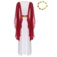 thumbnail image 4 of YiZYiF Womens Greek Goddness Costume Ancient Greece Queen Gold Trim Toga Dress for Halloween Cosplay Burgundy-A S, 4 of 7