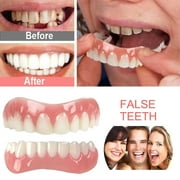 Niyofa Fake Teeth, Cosmetic Denture Veneers for Upper and Lower Jaw, Natural Shade Fake Veneer for Temporary Fix Confident Smile