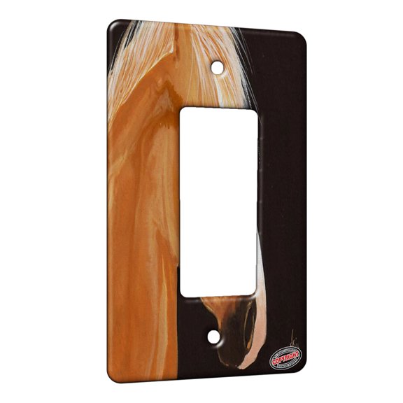 KuzmarK™ 1 Gang Rocker Wall Plate - Belgian Draft Horse on Black Horse Art by Denise Every