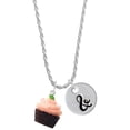 thumbnail image 1 of Delight Jewelry Resin Chocolate Cupcake with Pink Frosting Silvertone Script Initial Disc - & - Charm Necklace, 20"+3", 1 of 4