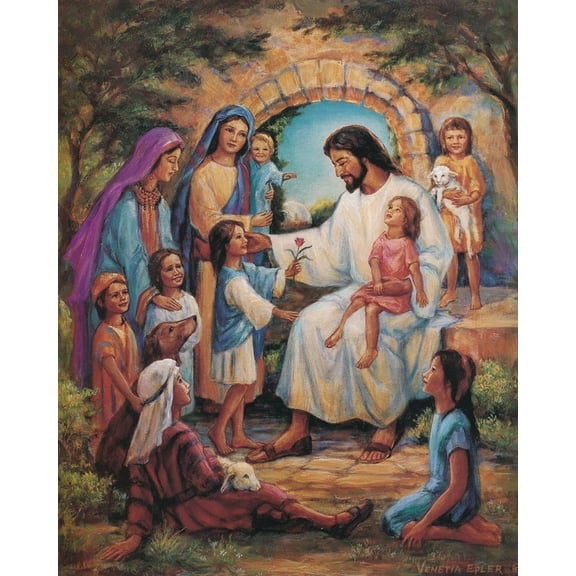 Jesus Loves All The Little Children of the World Religious Art Print 16x20" They are precious in His sight!