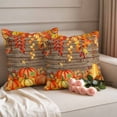 thumbnail image 2 of Thanksgiving Pumpkin Outdoor Waterproof Pillow Covers, Orange Red Gold Leaf Brown Wood Decorative Square Throw Pillowcase Sofa Cushion Sham for Patio/Couch/Chair, 26"x26" 2 Pack, 2 of 8