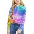 thumbnail image 2 of RTKFRFLM Big Girls Tie-Dye Hooded Sweatshirt Kids Long Sleeve Cropped Pullover Top Trendy Colorful Fashion Hoodie for School Soft Breathable Activewear for Toddler & Youth Girls, 2 of 4