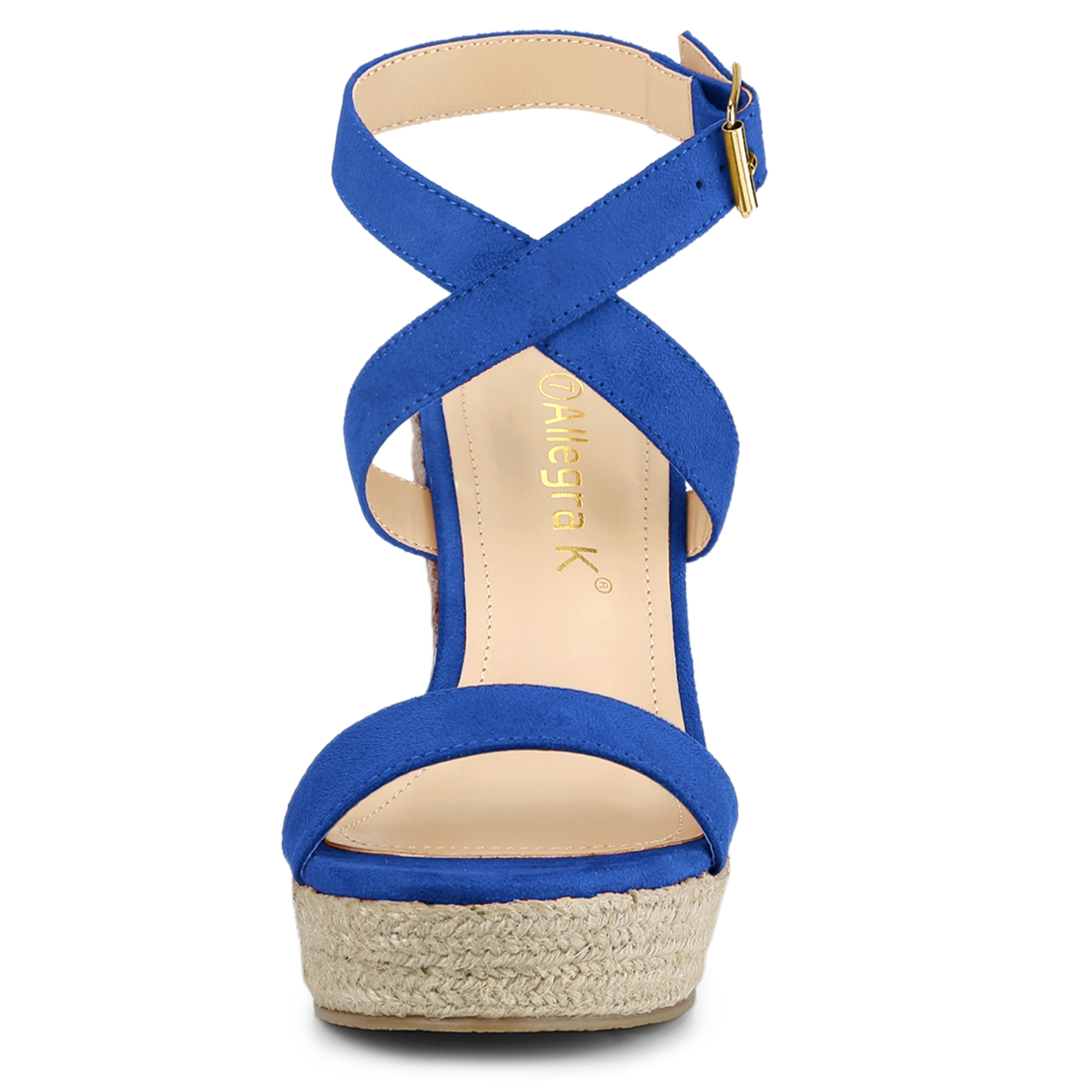 DARING DIVA Women's Slingback Crisscross Wedges Heel Espadrille Sandals Royal Blue 10