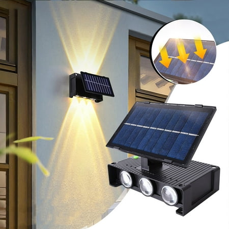 

BeforeyaynSolar Wall Light UP And Down Illuminate Foldable Outdoor Sunlight Lamp IP65 Waterproof Modern Decor For Home Garden Porch Black