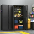 thumbnail image 4 of Metal Cabinet with Wheels,72.8" H Rolling Tool Storage Cabinet with Locking Doors and Adjustable Shelves,Garage Organization Cabinets,Lockable Storage Cabinet on Wheels for Garage,Warehouse (Black), 4 of 9