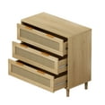thumbnail image 3 of Aukfa 3 Drawer Dresser Nightstand with Rattan Storage Drawer for Bedroom Living Room, Oak, 3 of 7