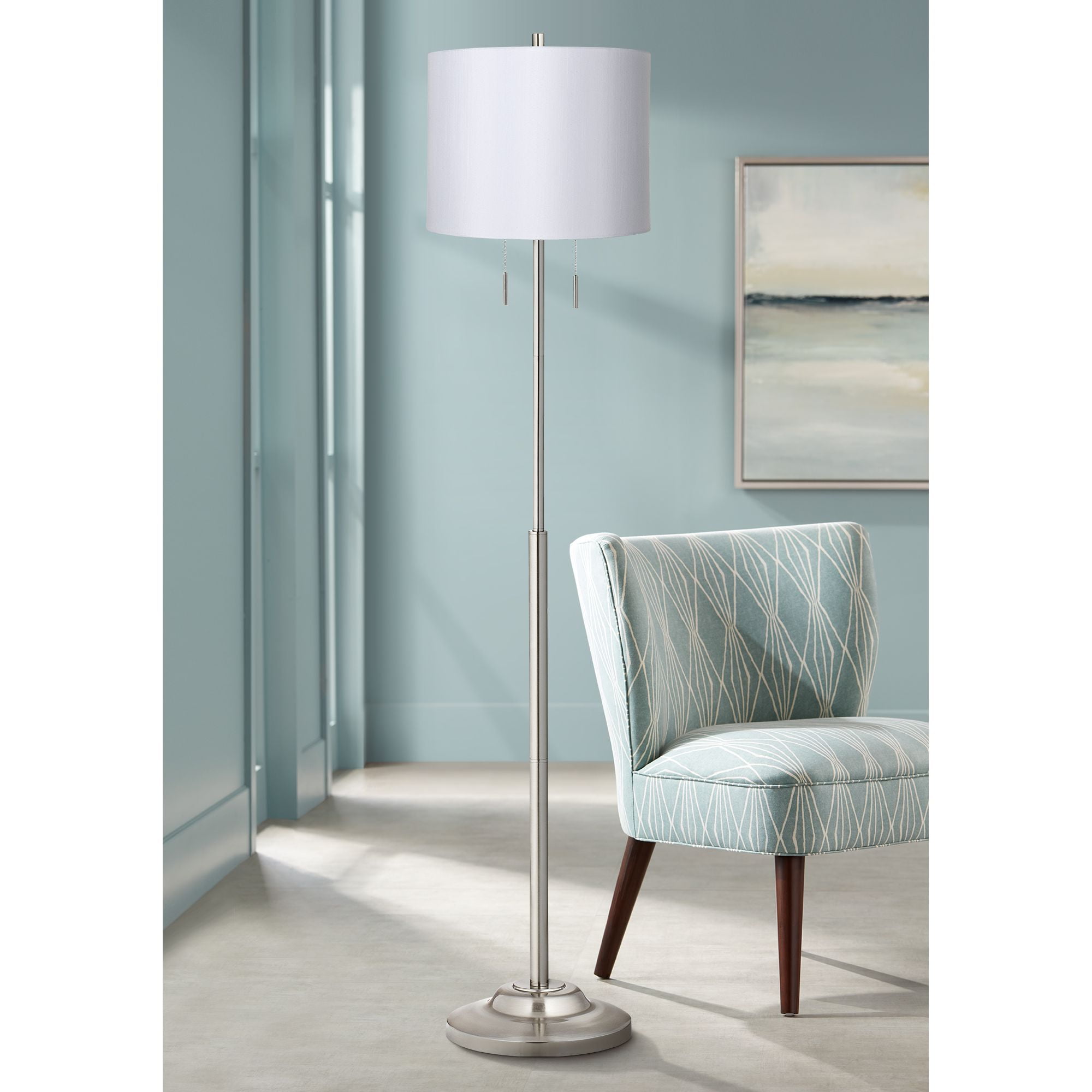Springcrest White Hardback Medium Drum Lamp Shade 14" Top x 14" Bottom x 11" High (Spider) Replacement with Harp and Finial