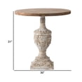 thumbnail image 5 of 31 Inch Round Accent Side Table, Fir Wood, Engraved, Brown, Antique White- Saltoro Sherpi, 5 of 5