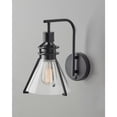 thumbnail image 2 of Adesso Beckett Wall Lamp, Black, Clear Seeded Glass w. Black Metal Frame Shade, 2 of 3