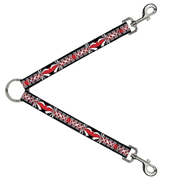 Buckle-Down Leash Splitter - Corset Lace Up w Bow Black Red - 1" Wide - 30" Length