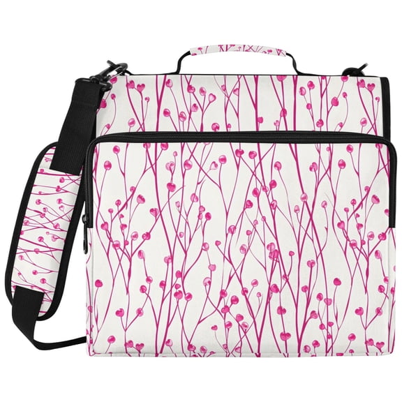ALAZA Zipper Binder Floral with Heart Shape Pattern 2 inch 3 Ring 500 Sheet Capacity Trapper Keeper File Folder Organizer Bag