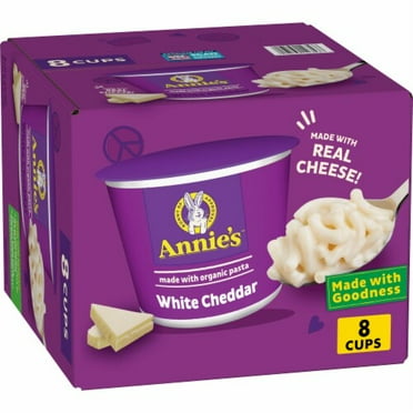Annie’s Organic White Cheddar Microwave Mac N Cheese Macaroni and Cheese Dinner Cups 8 ct / 2.01 oz