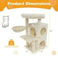 thumbnail image 3 of Gymax 33.5'' Cat Tree w/ 2-Tier Condo Padded Plush Top Perch Sisal Scratching Posts Beige, 3 of 10