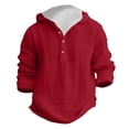 thumbnail image 3 of AWZXDE Boys Summer Hooded Shirt Long Sleeve Button Down Beach Top Breathable Solid Color Casual Wear For Youth Children Red, 3 of 3
