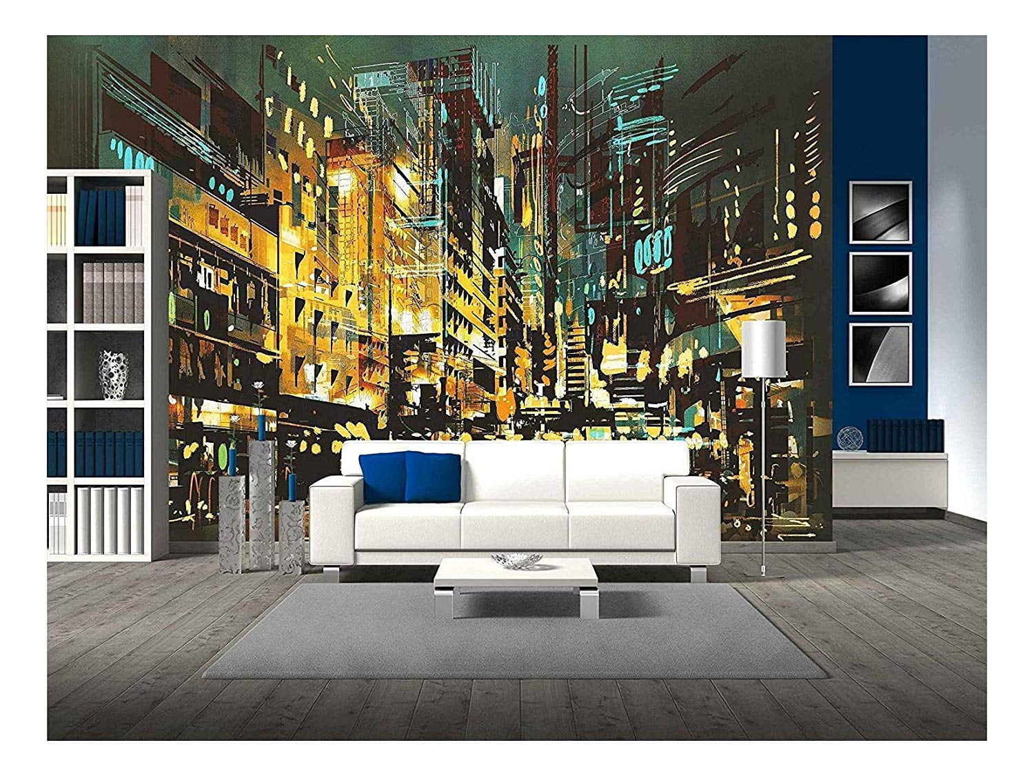 wall26 - Night Scene Cityscape,Abstract Art Painting ...